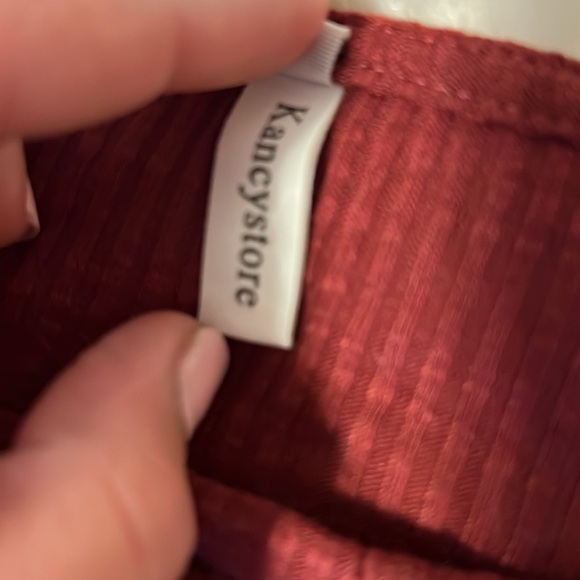 Kancystore Maroon Lace Sleeve Long Sleeve Top - Picture 7 of 12